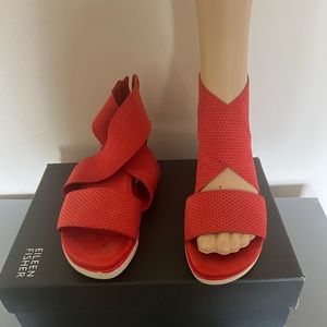 Eileen Fisher sandal, coral  suede. Size 7.5. Excellent condition.